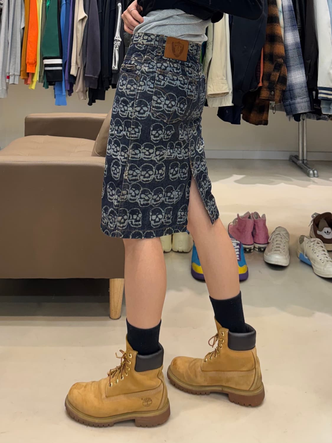 히스테릭 글래머 스컬 패턴 데님 스커트 상품이미지9