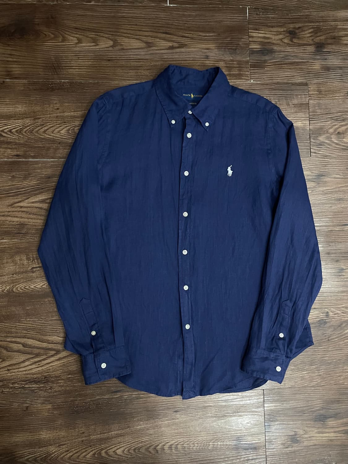 폴로 클래식핏 린넨 솔리드 셔츠 네이비 상품이미지3