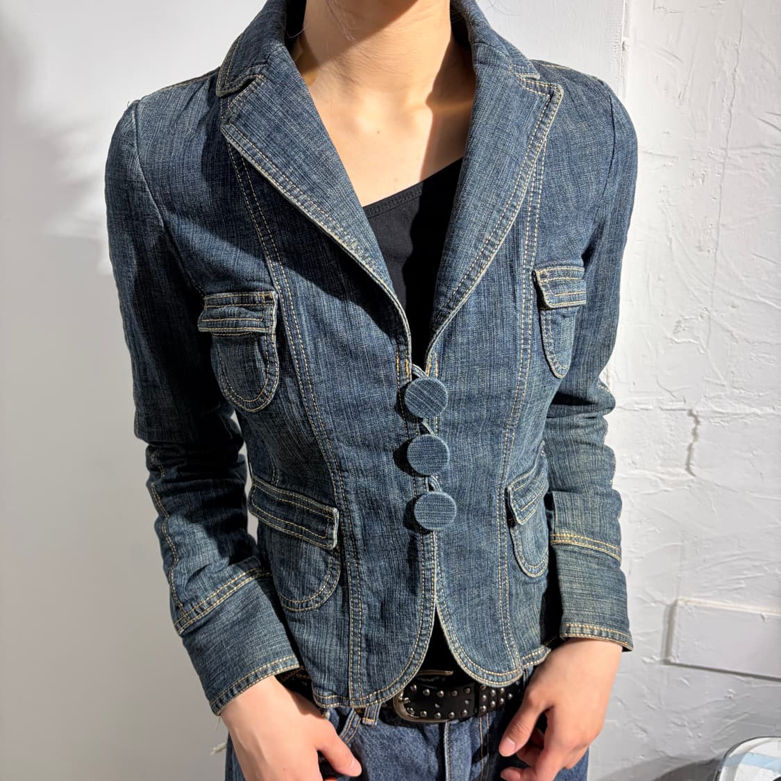 모리룩 버튼 데님자켓 블레이저 상품이미지3