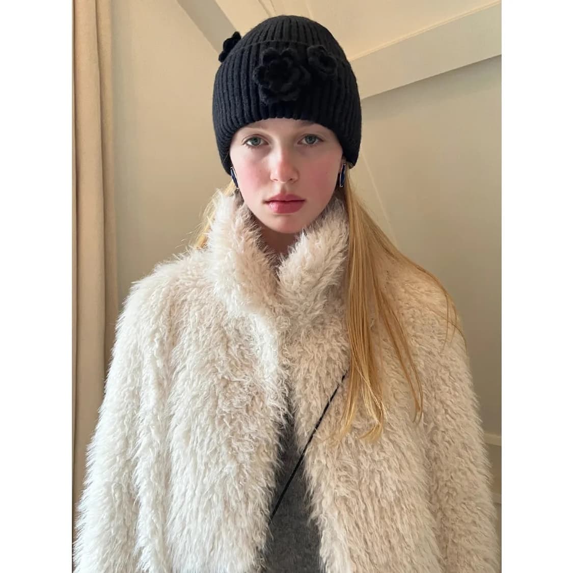 시눈 Flower beanie (Black) 상품이미지3