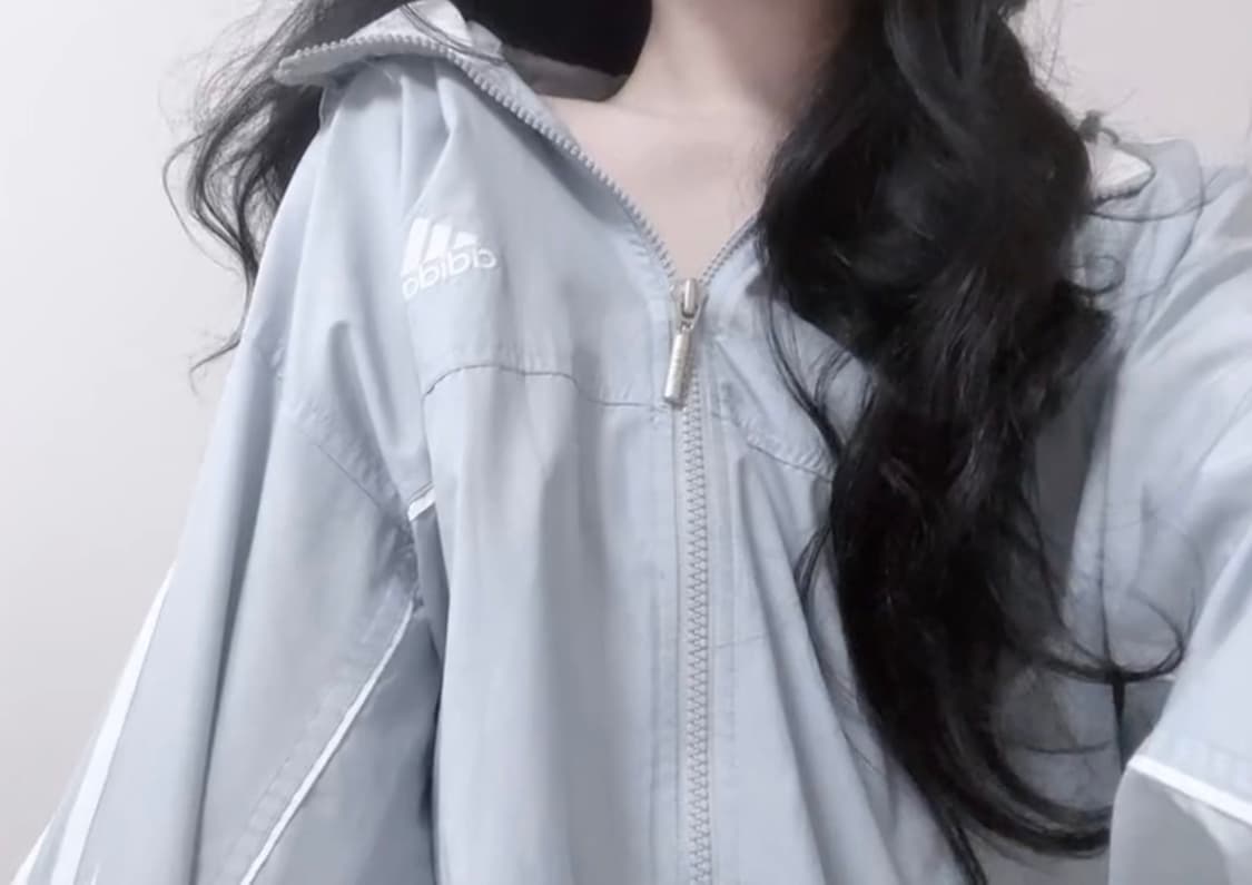 빈티지아디다스 90s 뮤트하늘그레이 올드스쿨 바스락 후드집업 바람막이 상품이미지1