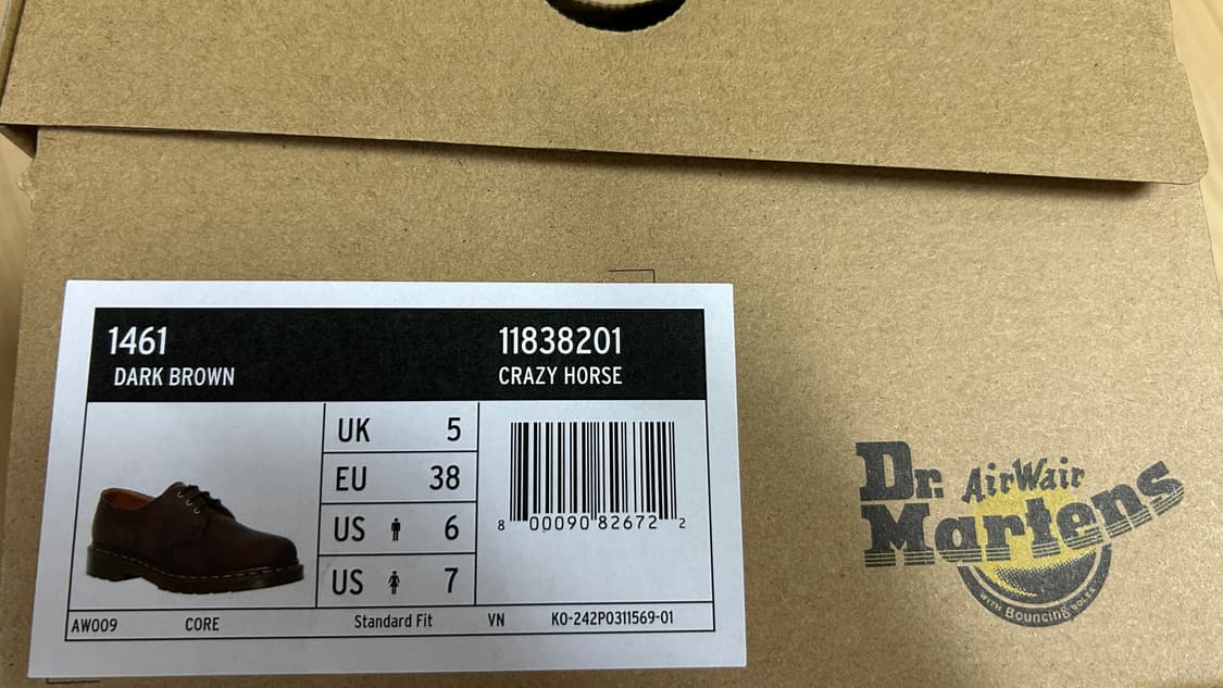 닥터마틴 1461 크레이지홀스 다크 브라운 240 상품이미지5