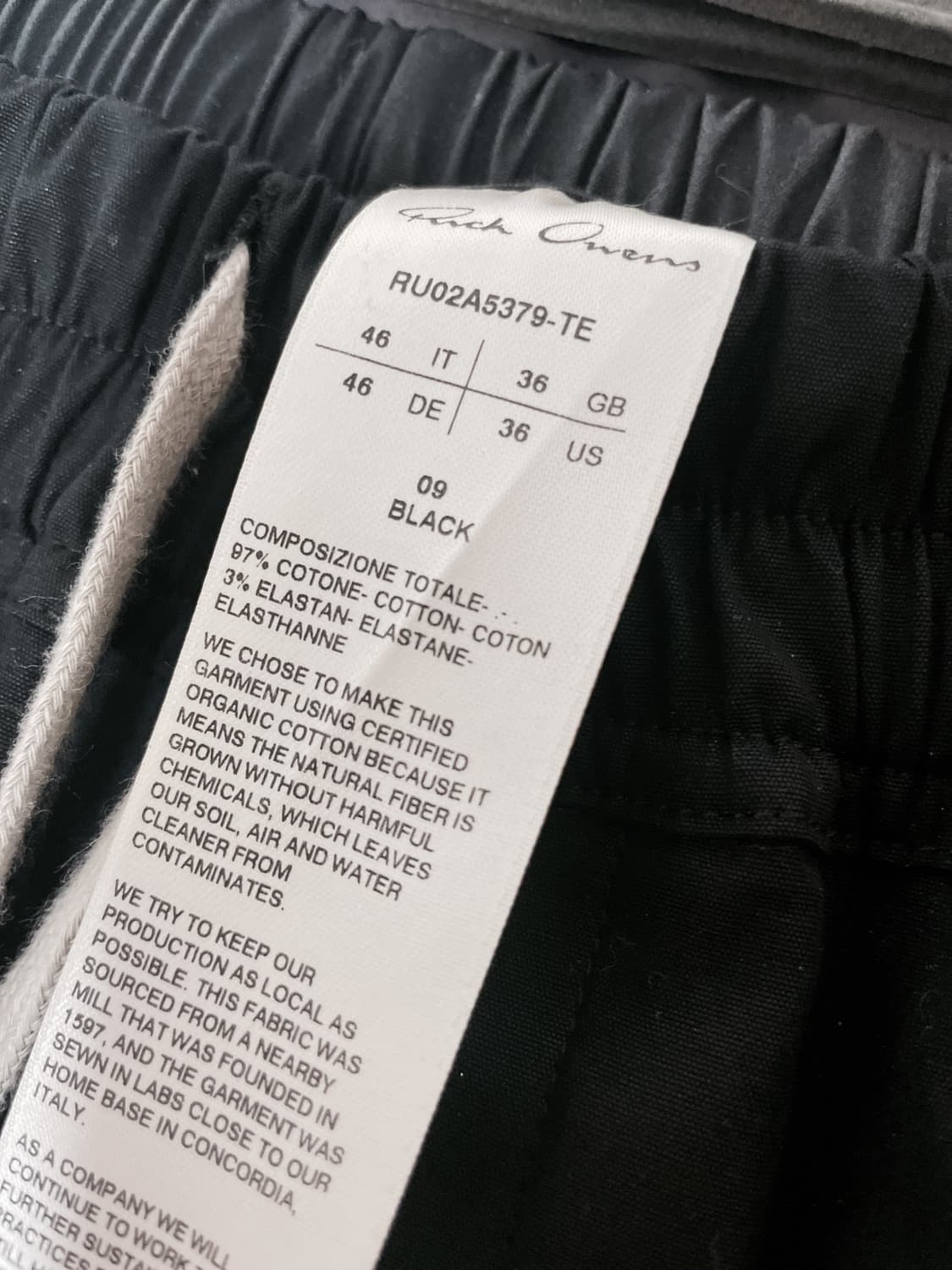 릭오웬스 22fw 드로우스트링 카고팬츠 46(xs) 상품이미지4