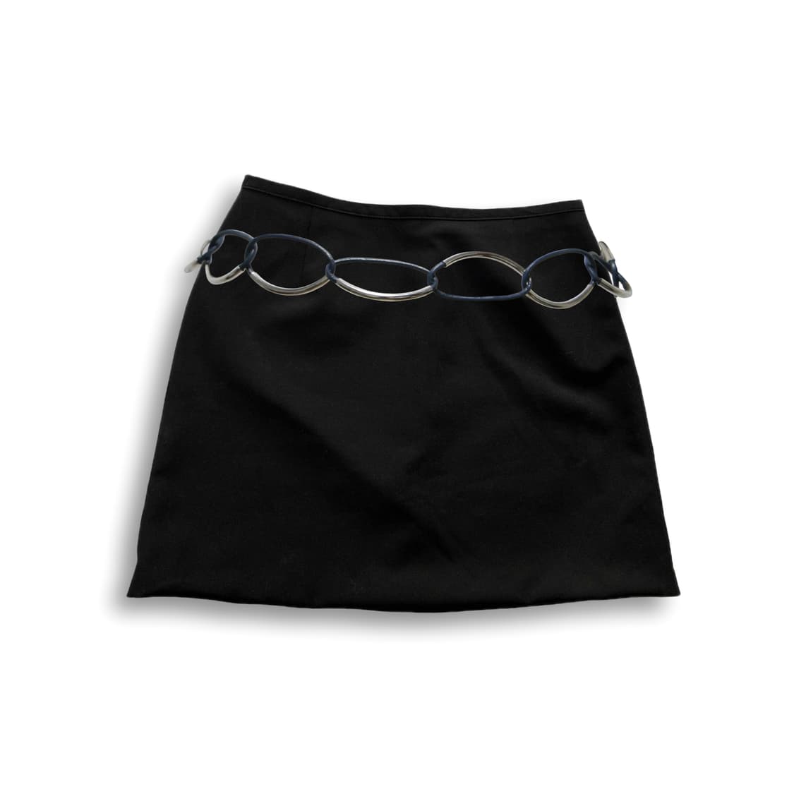 Navy Leather Chain belt 상품이미지1