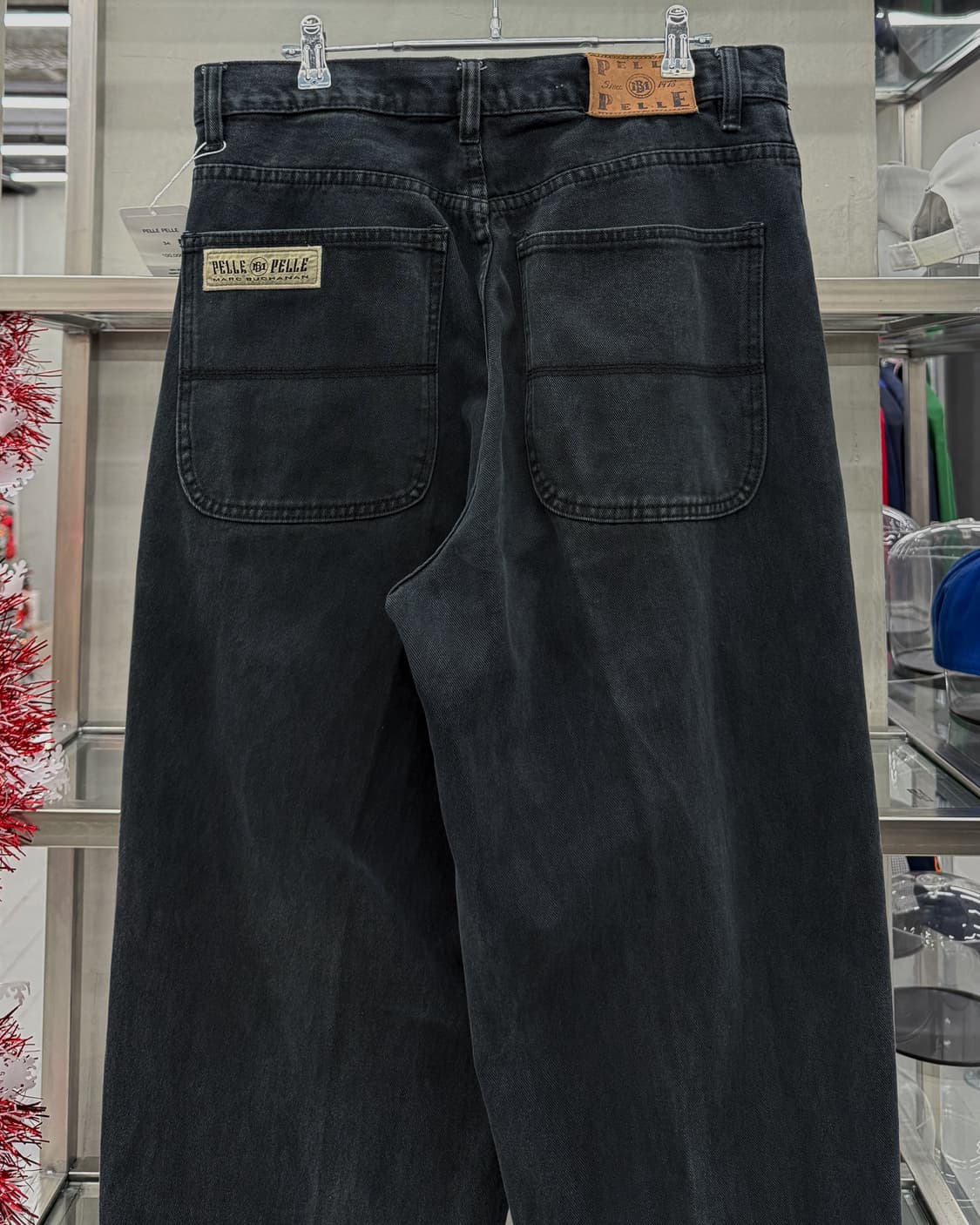 펠레펠레 00s 백로고 배기 데님 팬츠 블랙 상품이미지2