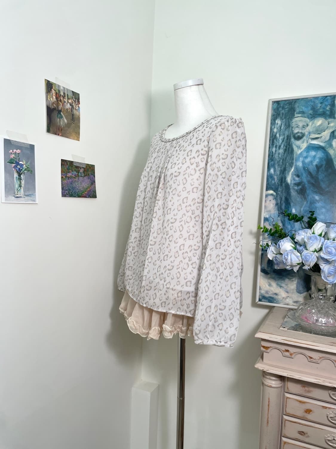 mute lavender leopard pleats point blous 상품이미지2