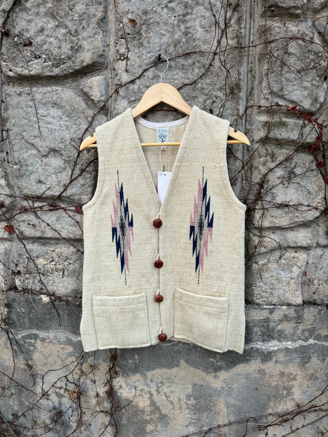 60s ~ 70s 빈티지 핸드 우븐 울 오르테가 치마요 베스트 조끼 상품이미지1