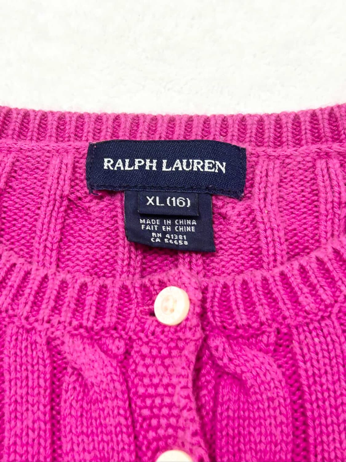 폴로 마젠타핑크 반버튼 케이블니트 상품이미지8
