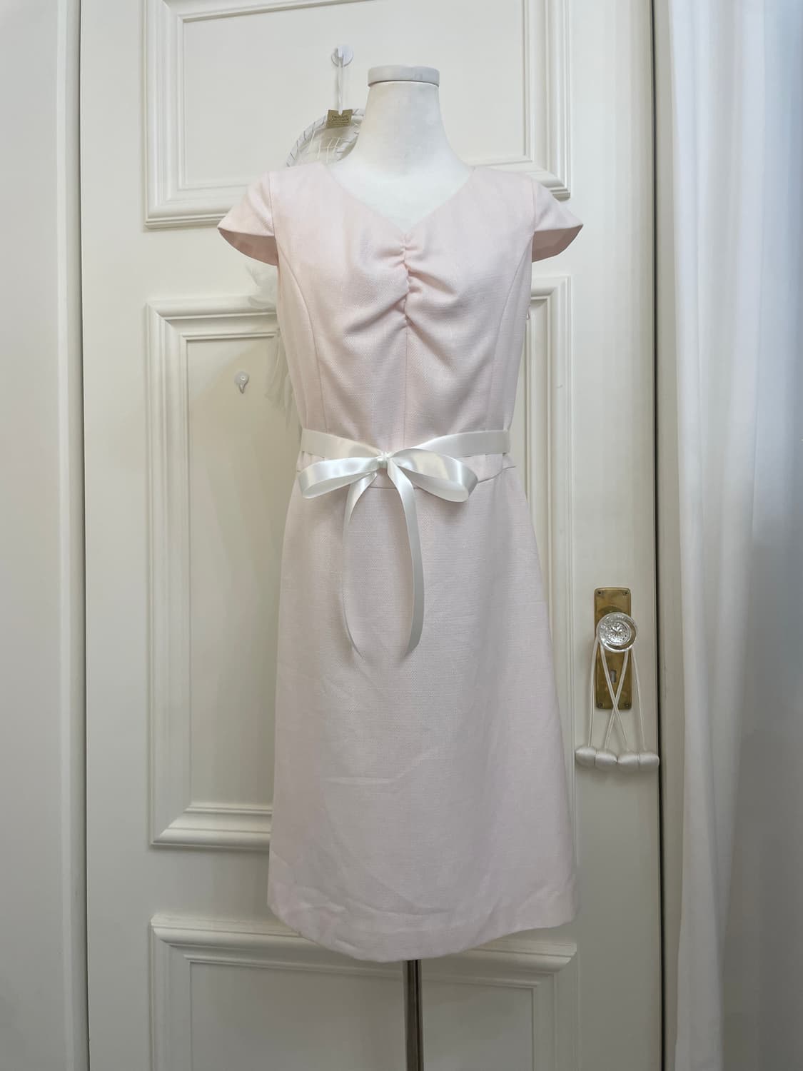 pink twinkle tweed shirring french sleev 상품이미지1