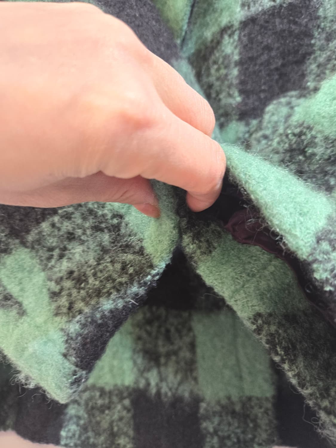 오즈세컨 그린블랙 체크 빅카라코트 상품이미지6