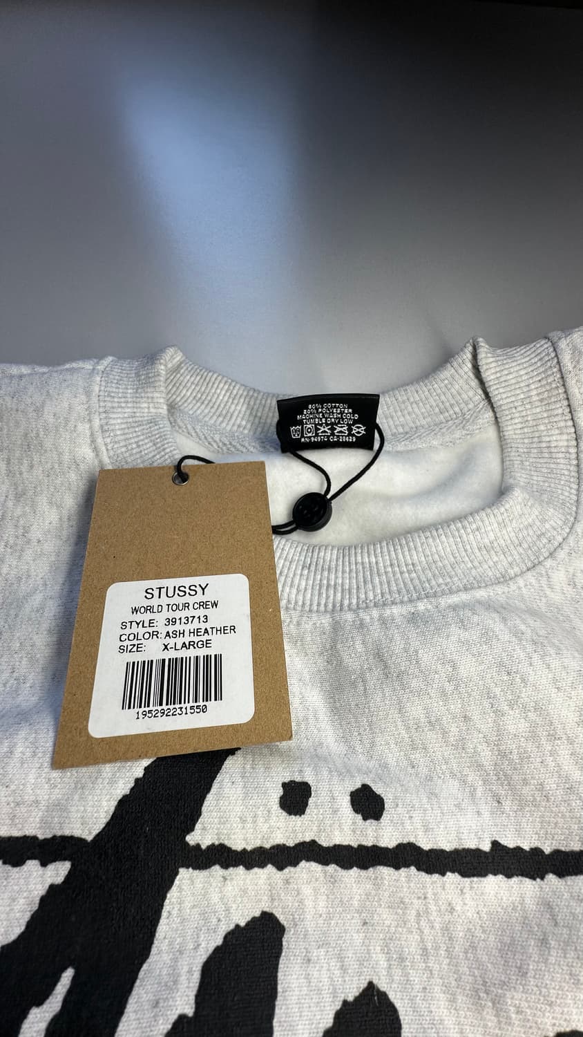 스투시 월드투어 크루 맨투맨 애쉬 헤더 XL 새상품 상품이미지4