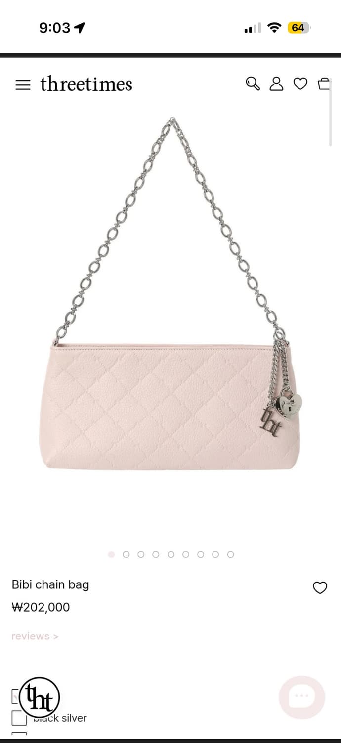 구합니다)쓰리타임즈 비비 체인백 핑크,블랙 상품이미지1