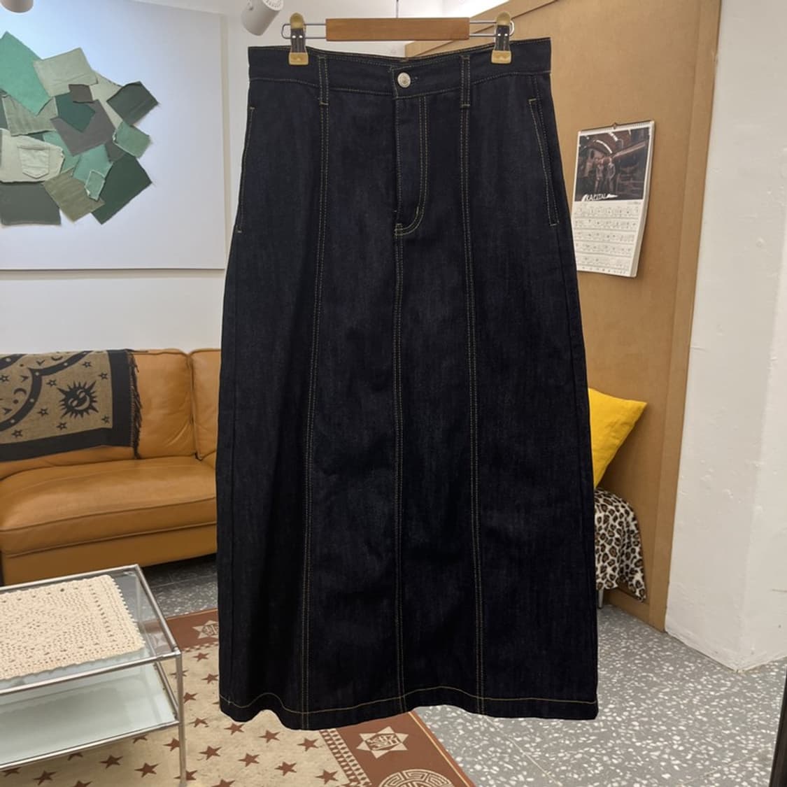 미쏘 빈티지 캐주얼 스티치 데님 롱스커트 28인치 C10403 상품이미지3
