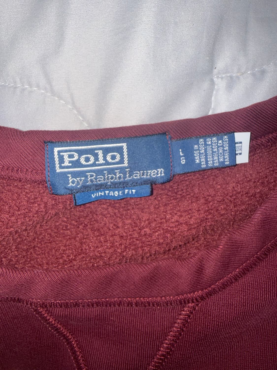 (1회 착용 L ) 폴로 랄프 로렌 빈티지핏 와인 버건디 맨투맨 상품이미지2