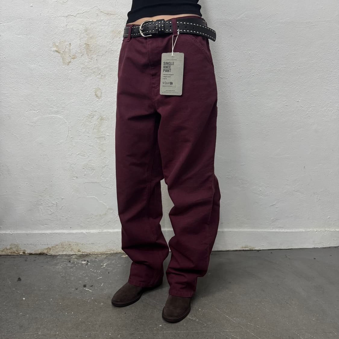 칼하트(Carhartt) 버건디컬러 캔버스 싱글니 팬츠 상품이미지1