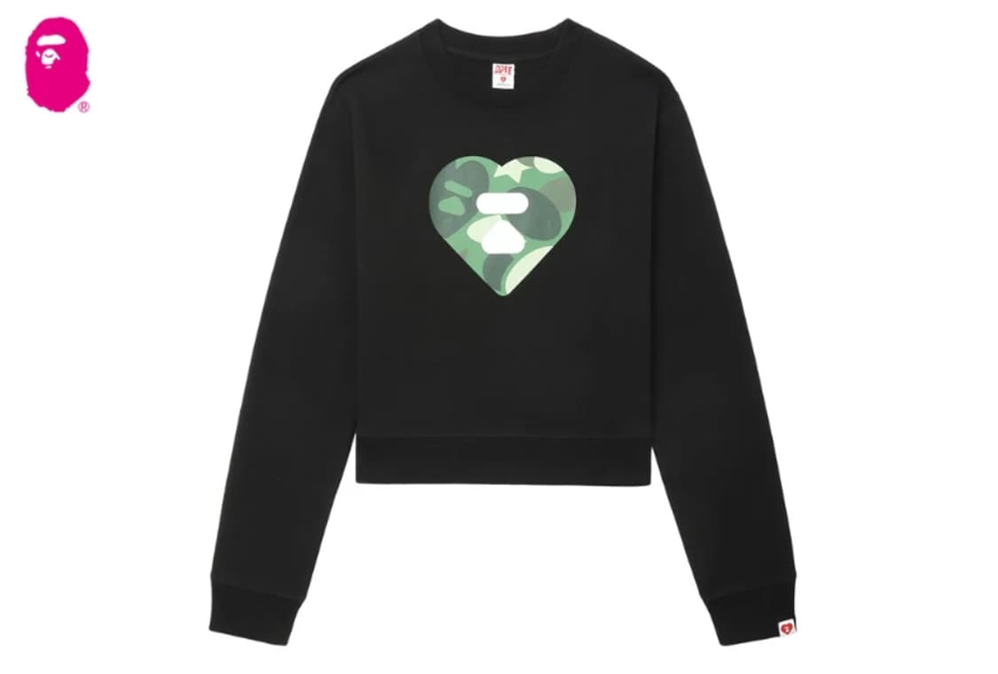 베이프 정품 여성용S  에이피 하트 크롭 스웻 셔츠 맨투맨 상품이미지1