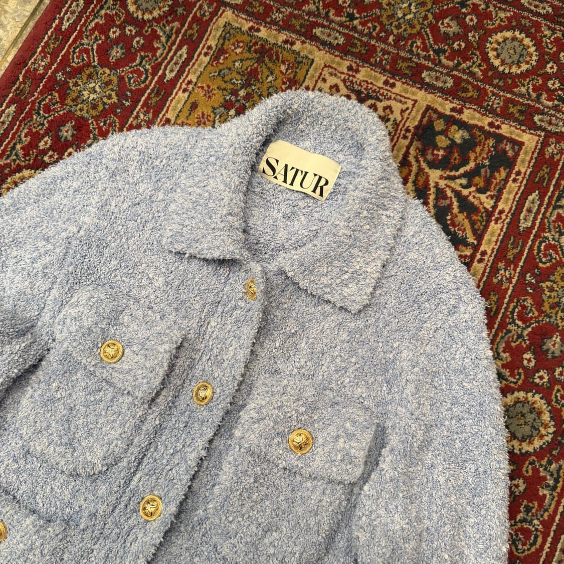 세터 부클 트위드 칼라 니트 가디건 자켓 상품이미지2