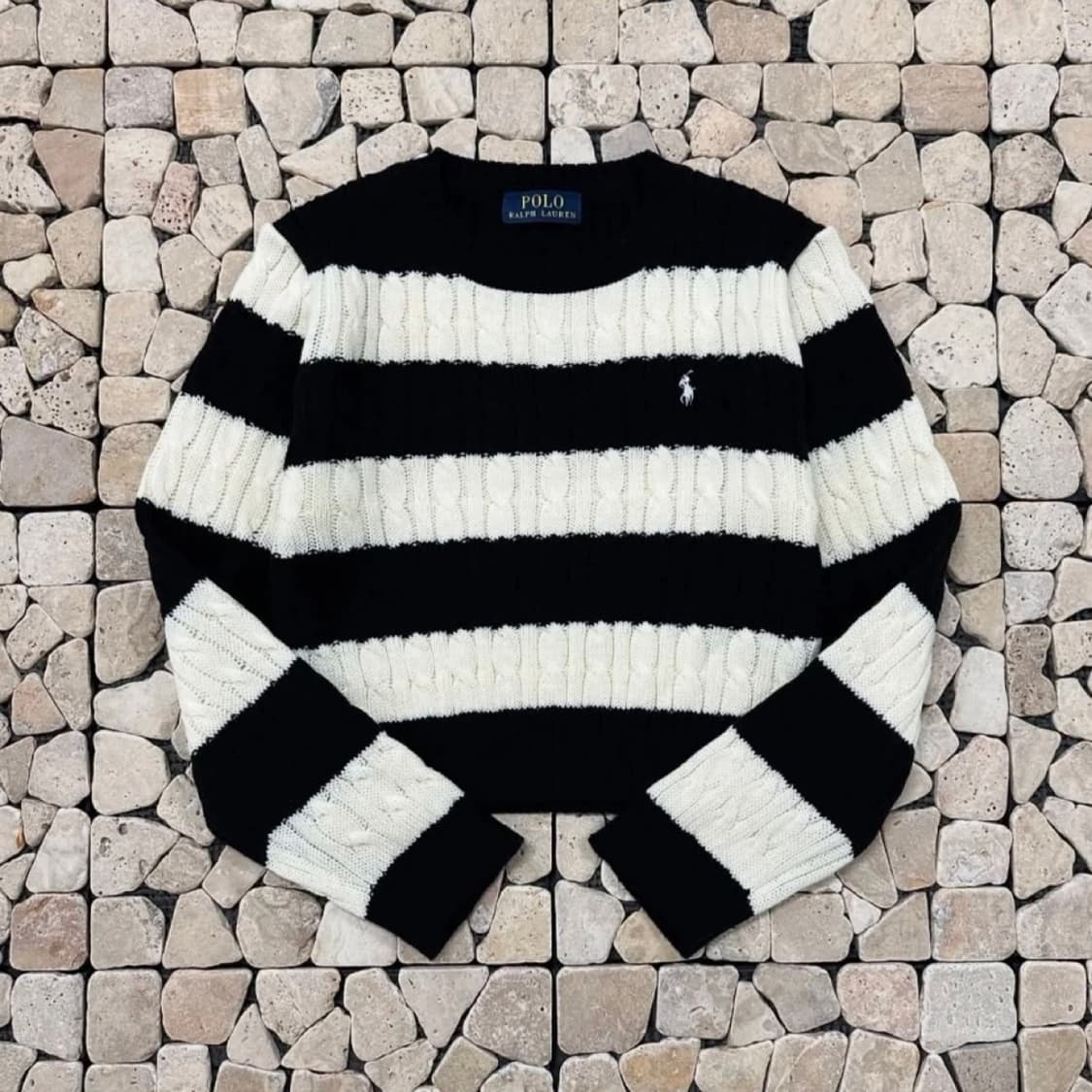 폴로 랄프로렌 스트라이프 단가라 크롭 니트 상품이미지1