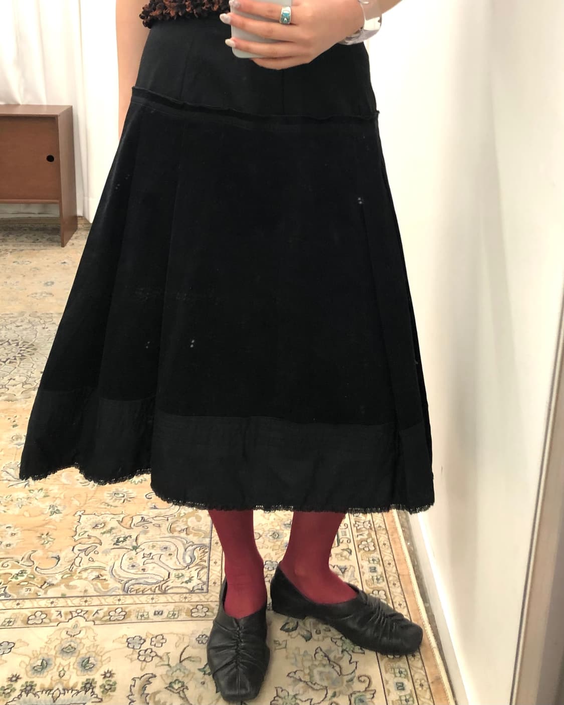 블랙 미디 스커트 상품이미지2