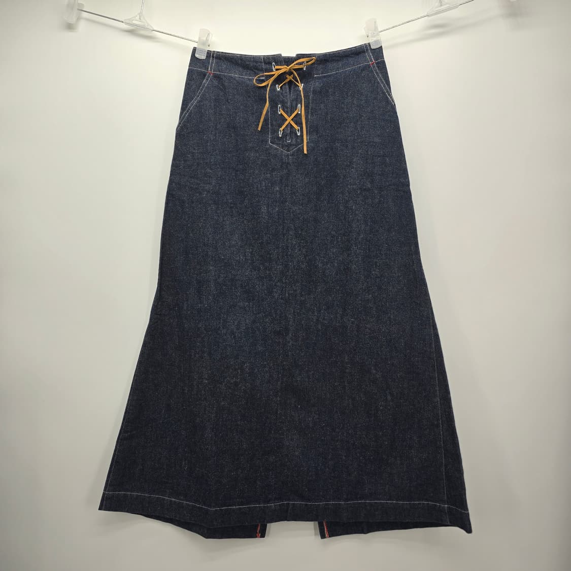 일본 빈티지 데님 레이스업 롱 스커트 상품이미지1