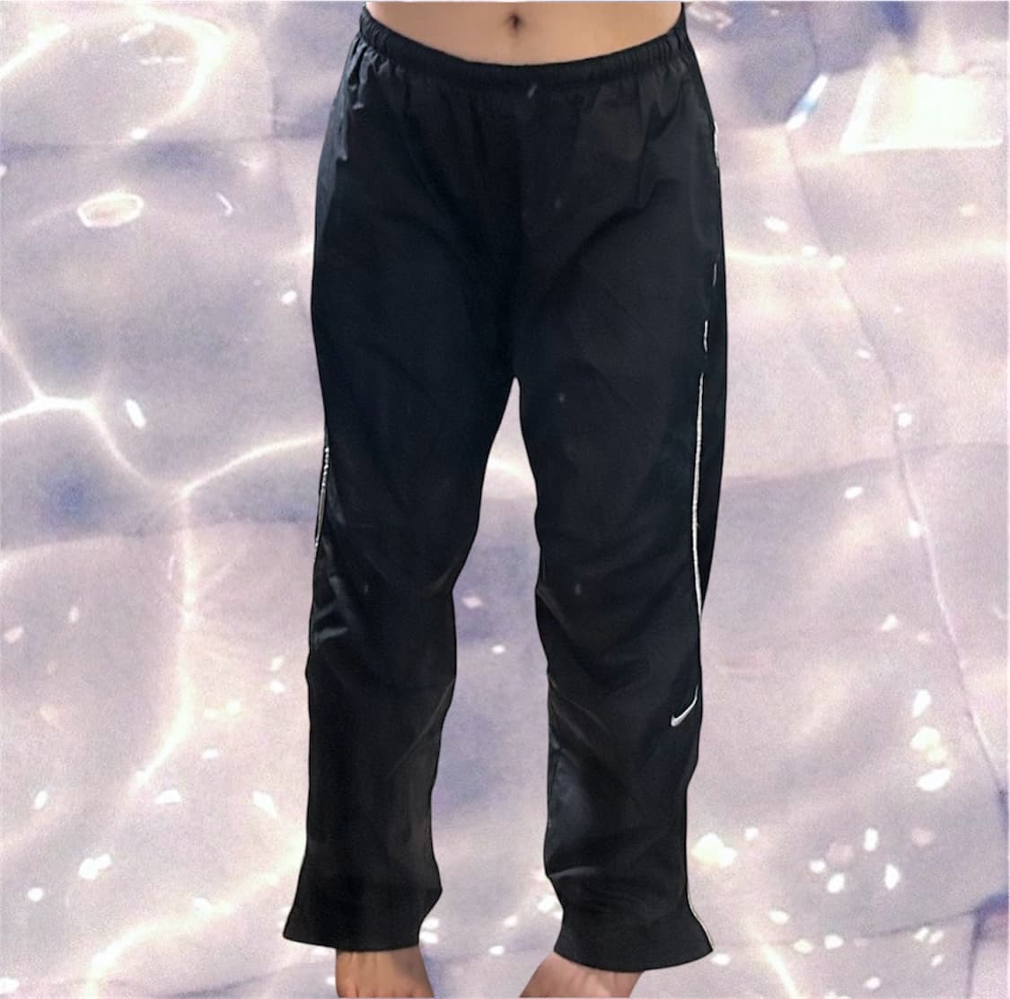 00s 나이키 스우시 블랙 화이트 와이드 트랙 팬츠 M 상품이미지3