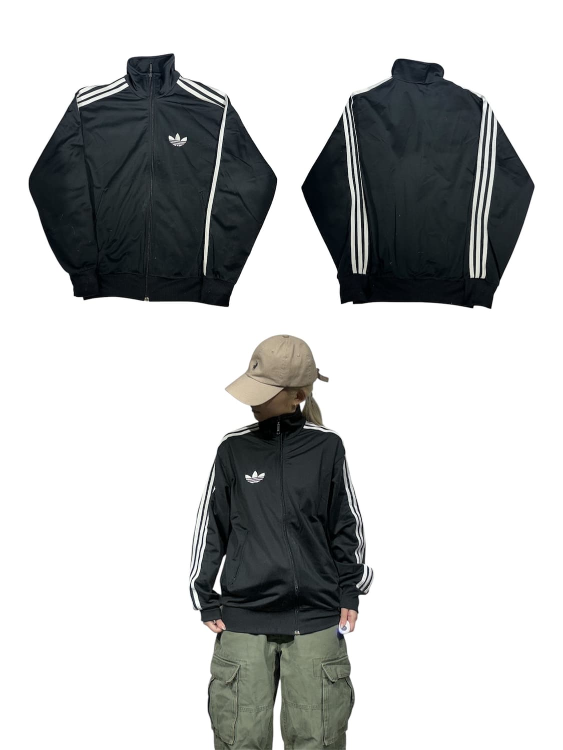 아디다스 블랙 파이어버드 화이트 삼선 트랙탑 져지 S 상품이미지1