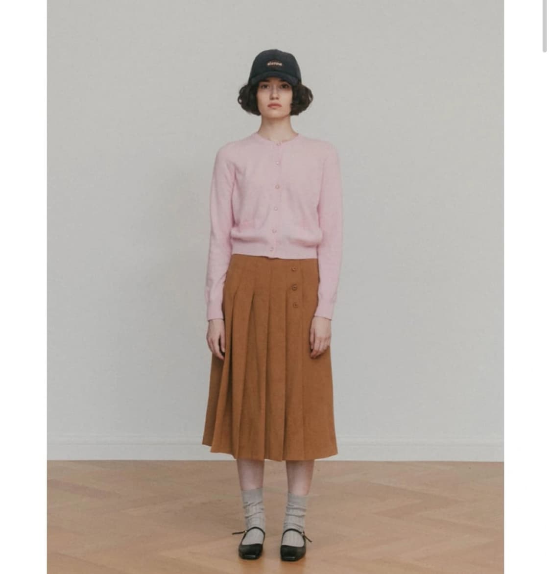 시엔느 플리츠 롱 스커트 브라운 M사이즈 상품이미지2