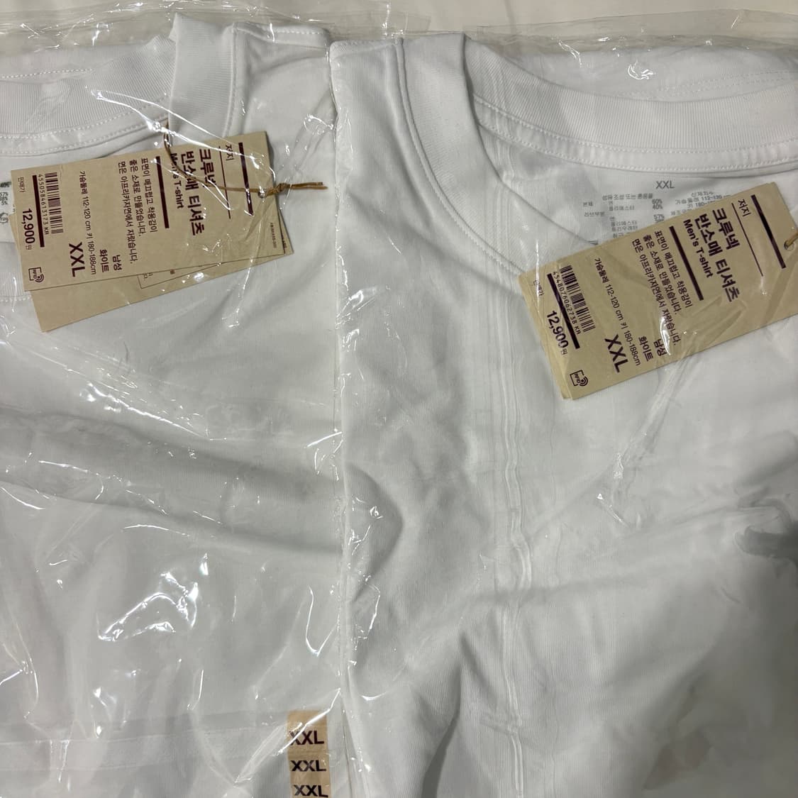 무지(무인양품) 크루넥 반소매 흰색 XXL (2개 각각 구매 가능) 상품이미지1