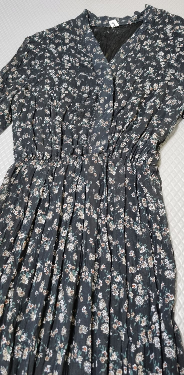 브이넥 주름 롱 원피스 상품이미지4