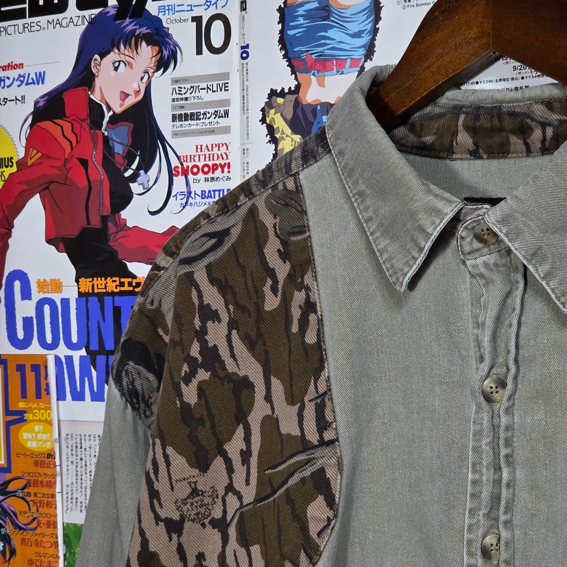 빈티지 리얼 트리 밀리터리 패치워크 코튼 셔츠 상품이미지3