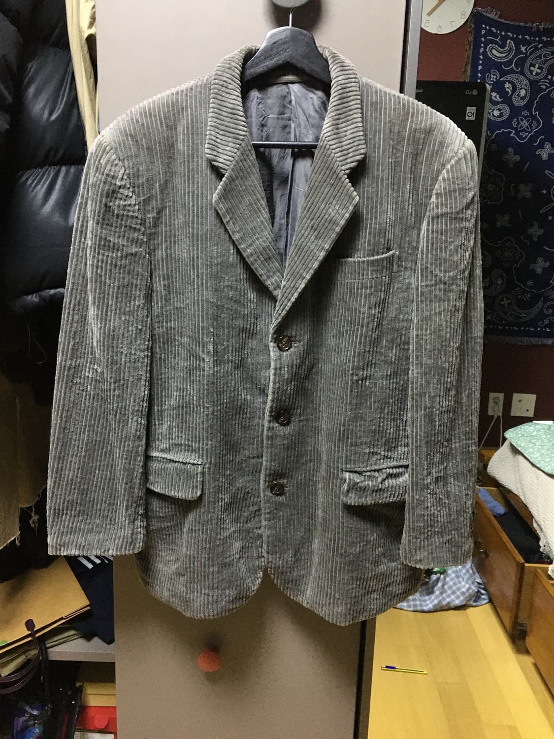 90's 꼼데가르송 다나카 옴므 리버서블 코듀로이 큐프라 자켓 상품이미지2