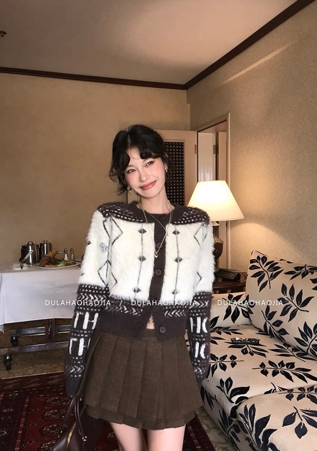 DULA 브라운 울 더블플리츠 스커트 상품이미지5