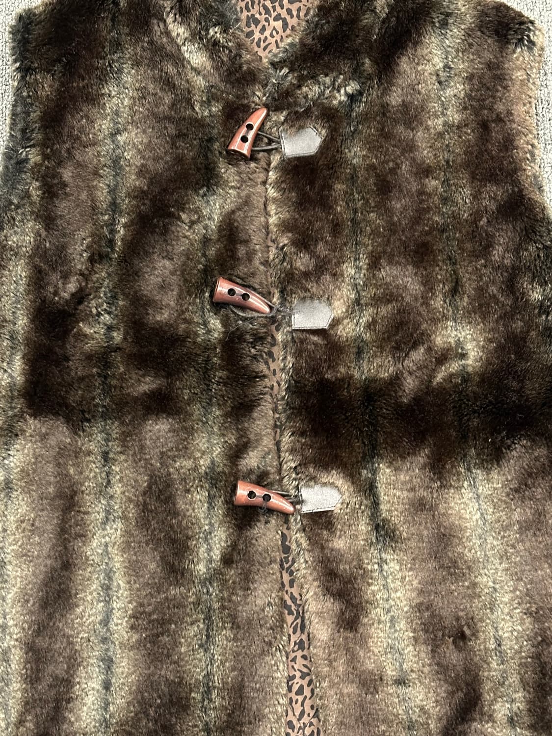 OS)Japanese vintage 여성 레오파드 퍼 베스트 상품이미지2