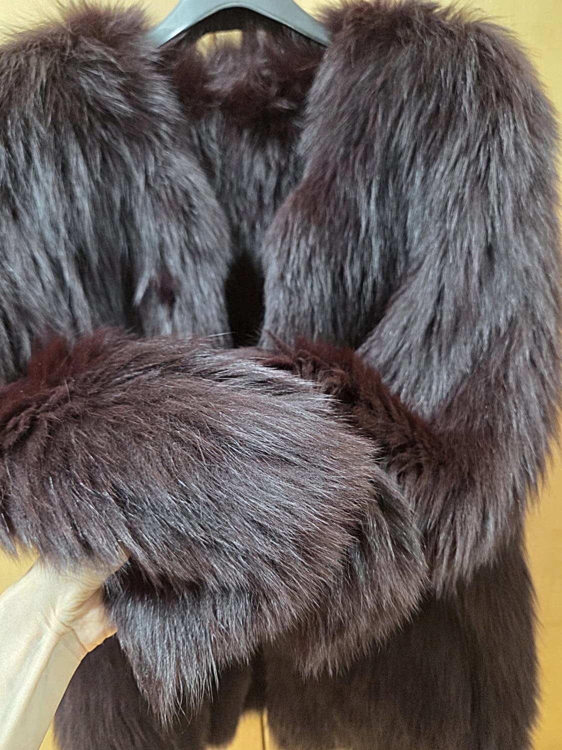 딥버건디 칼라 리얼 폭스퍼 니팅자켓/free사이즈 상품이미지6