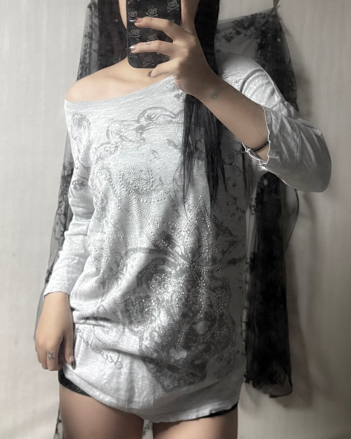 y2k 큐빅 포인트 롱슬리브  상품이미지1