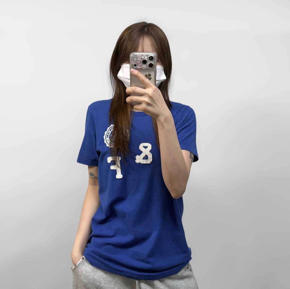 아베크롬비 A&F 로고 반팔티 블루 상품이미지1