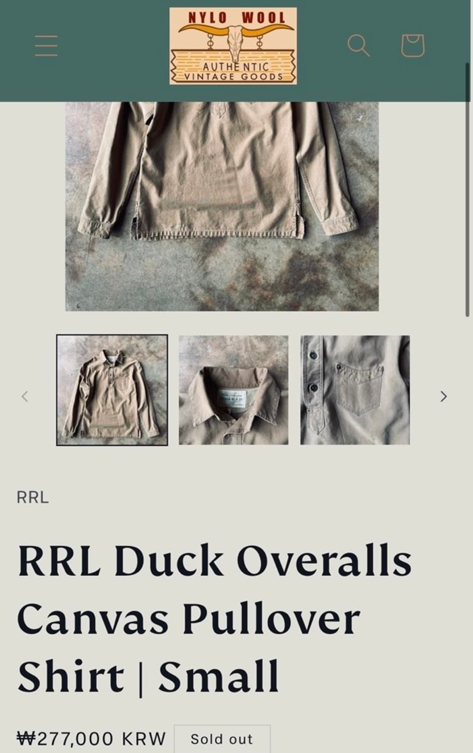 13446 - RRL 더블알엘 덕 오버롤 캔버스 풀오버 셔츠 상품이미지8