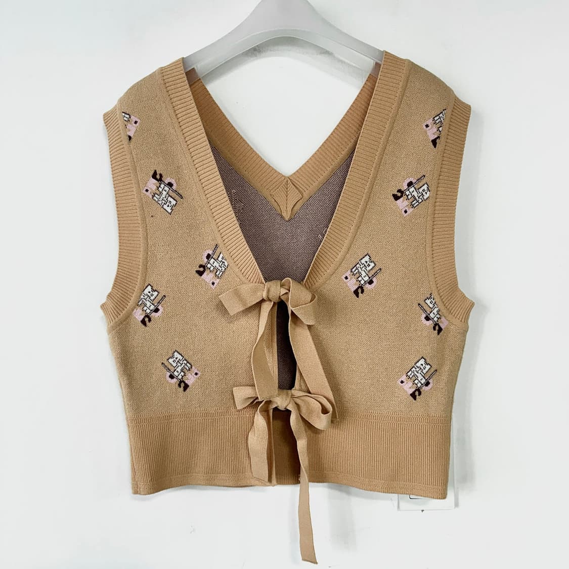 오즈세컨 픽셀아트 니트 베스트 상품이미지6