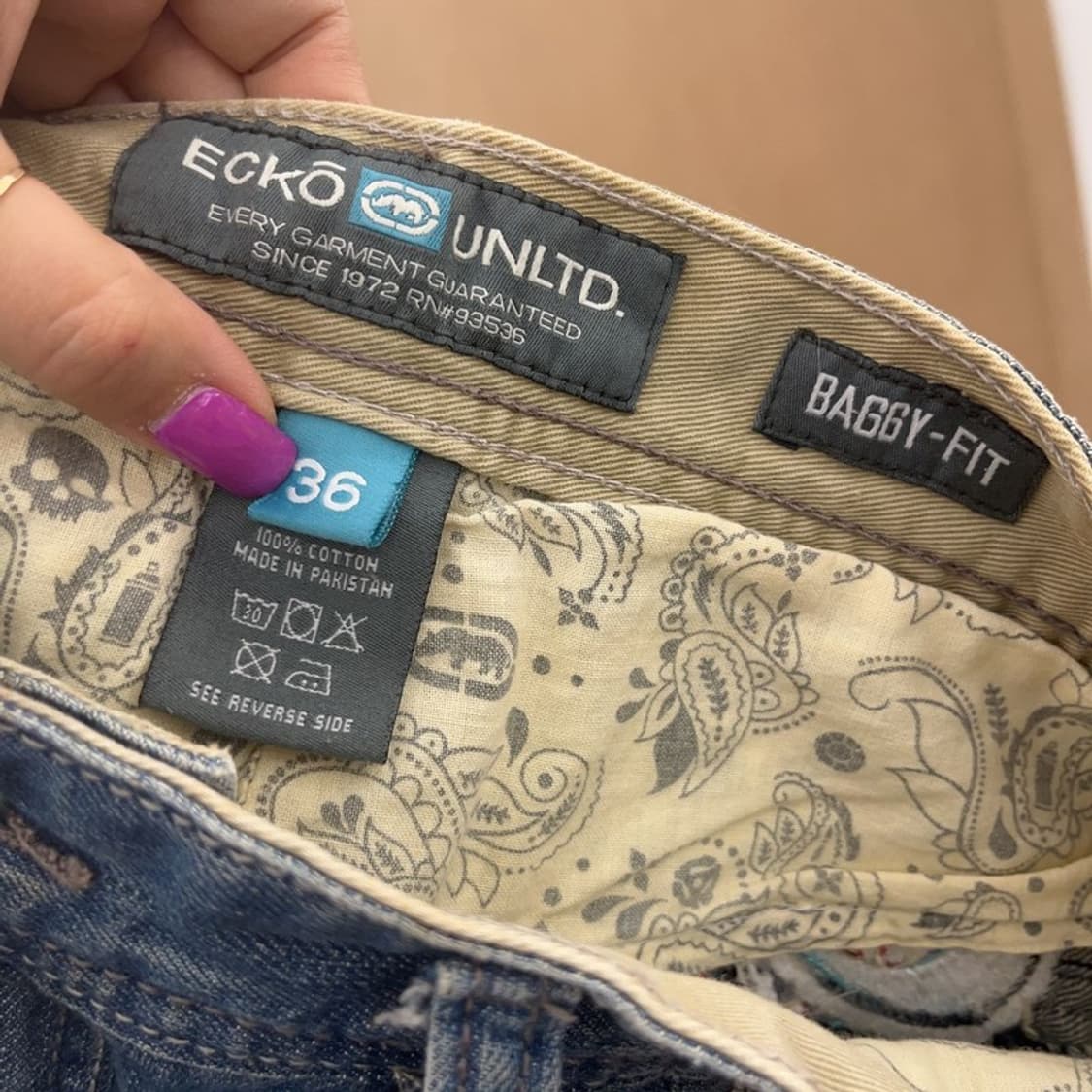 에코리미티드 올드스쿨 일본풍 자수 데님팬츠 36인치 C06750 상품이미지5