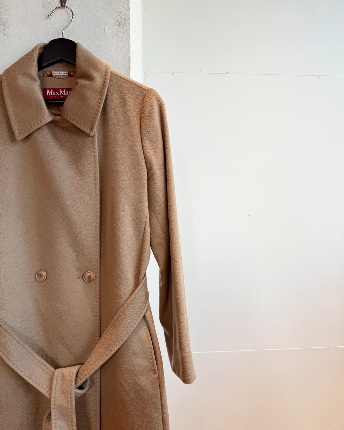 막스마라 스튜디오 브라운 비스코스 벨티드 코트  상품이미지5