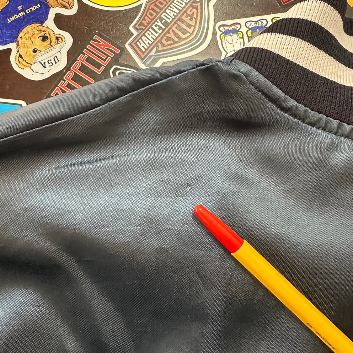 70s USA 펠코 양키즈 사틴 베이스볼 자켓 L 상품이미지8