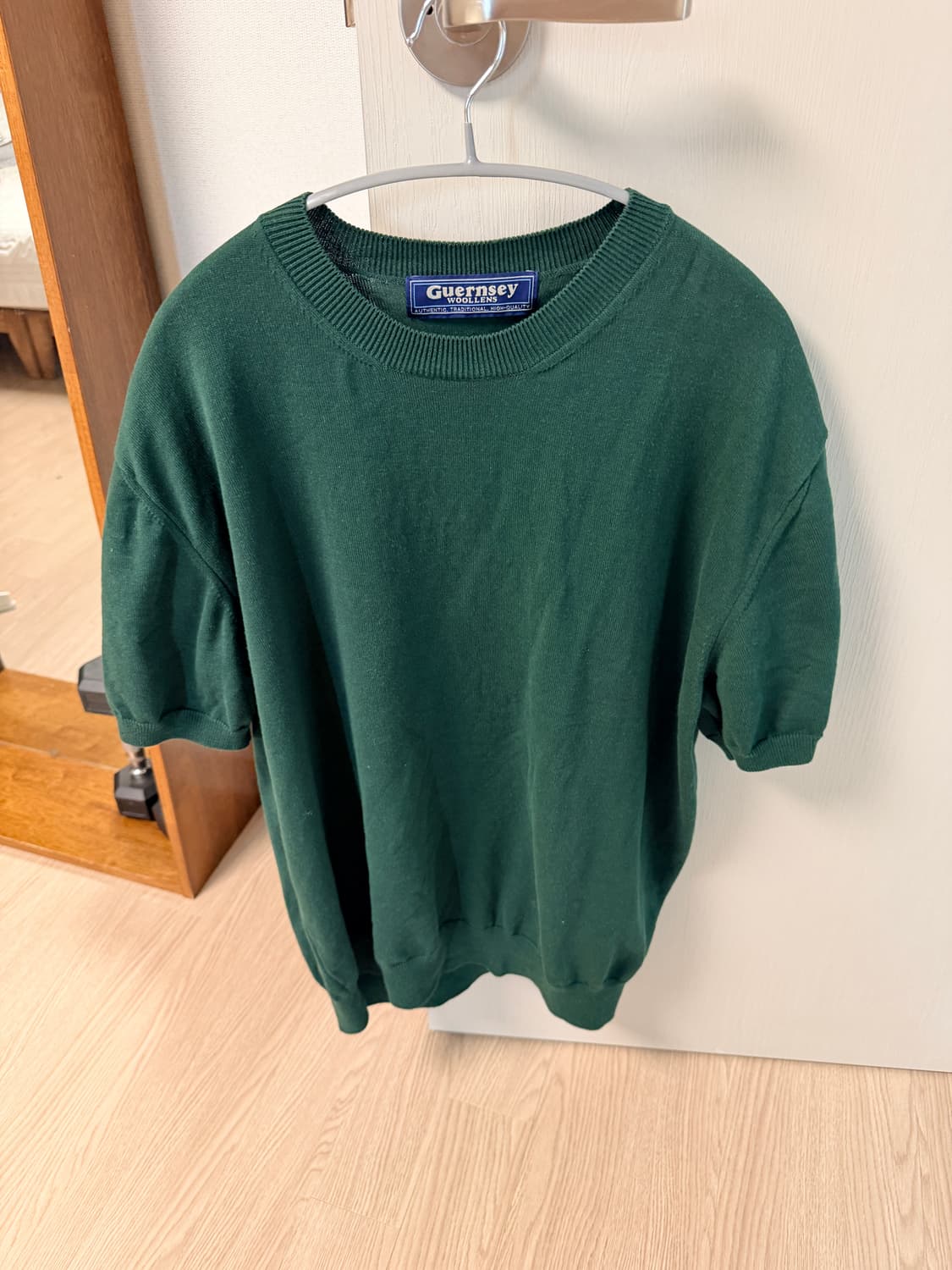 건지울른스 코튼 반팔 크루넥 니트 - 그린 상품이미지2