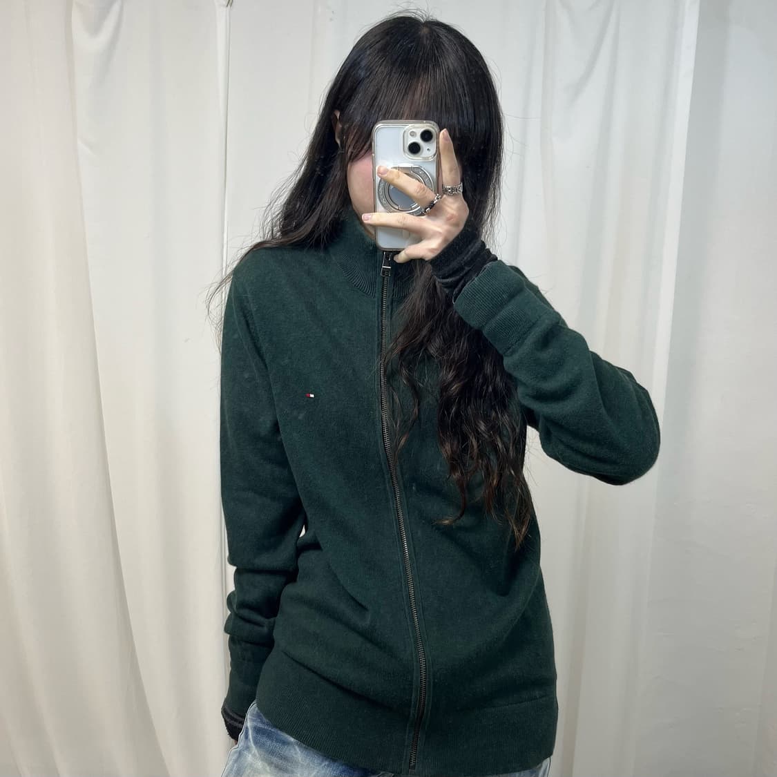 Tommy Hilfiger Green Knit Zip-up 상품이미지1