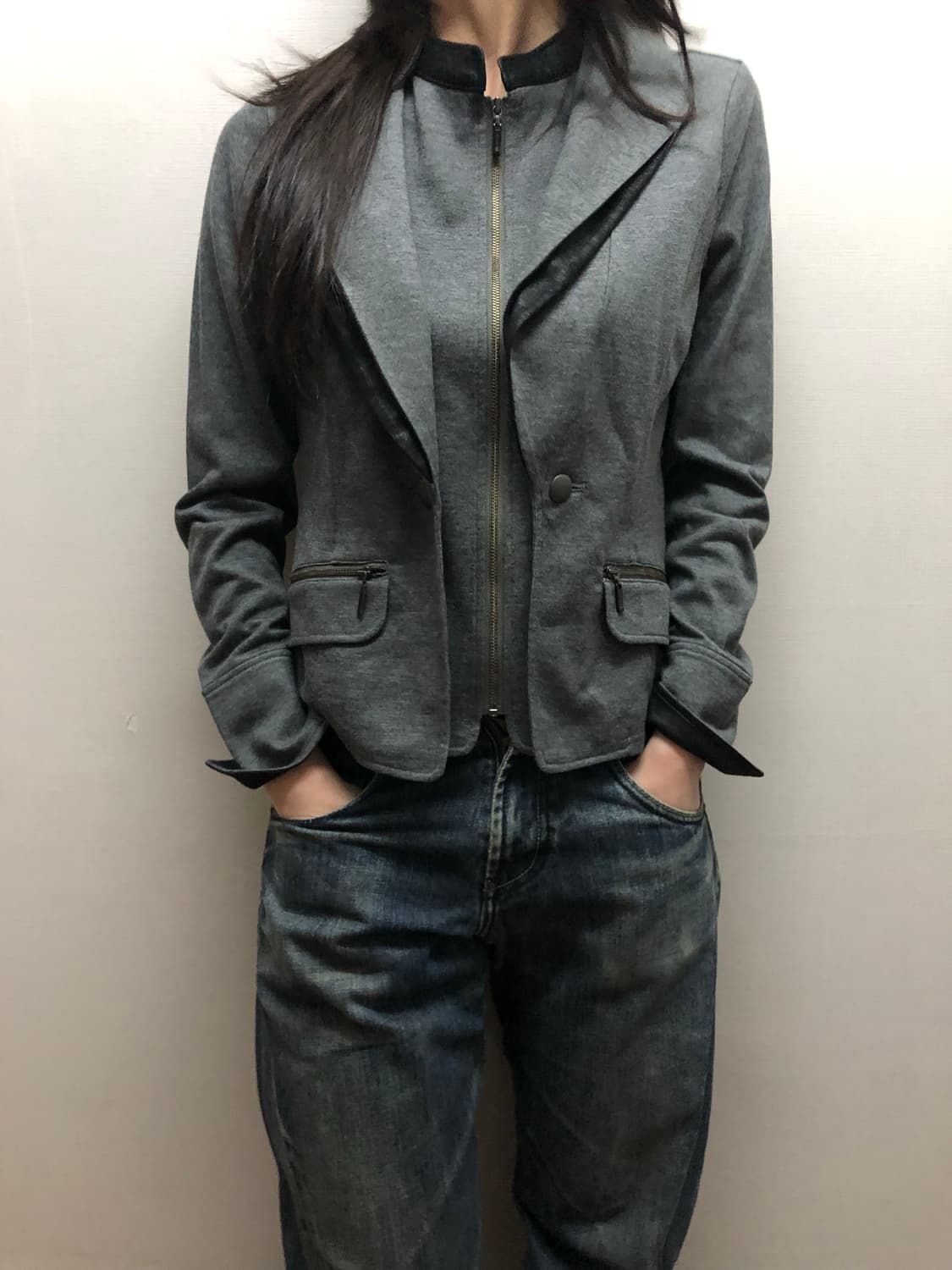 빈티지 그레이 펑크 자켓 상품이미지4