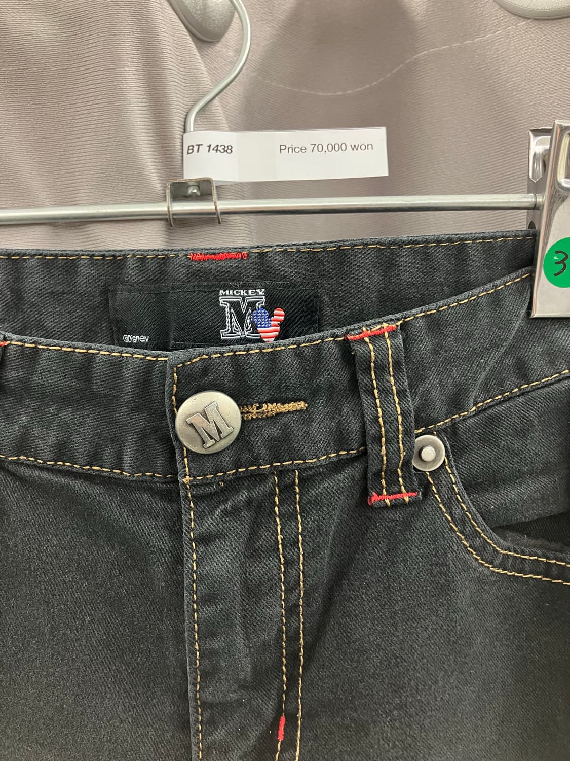 미키 성조기 백라벨 블랙 데님진  상품이미지3