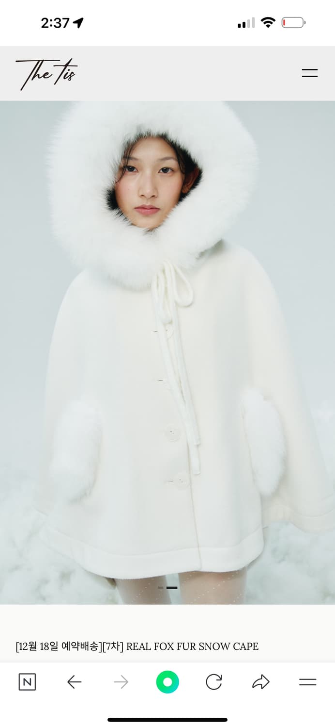 더티스 리얼 폭스퍼 스노우 케이프 코트 Thetis 상품이미지2