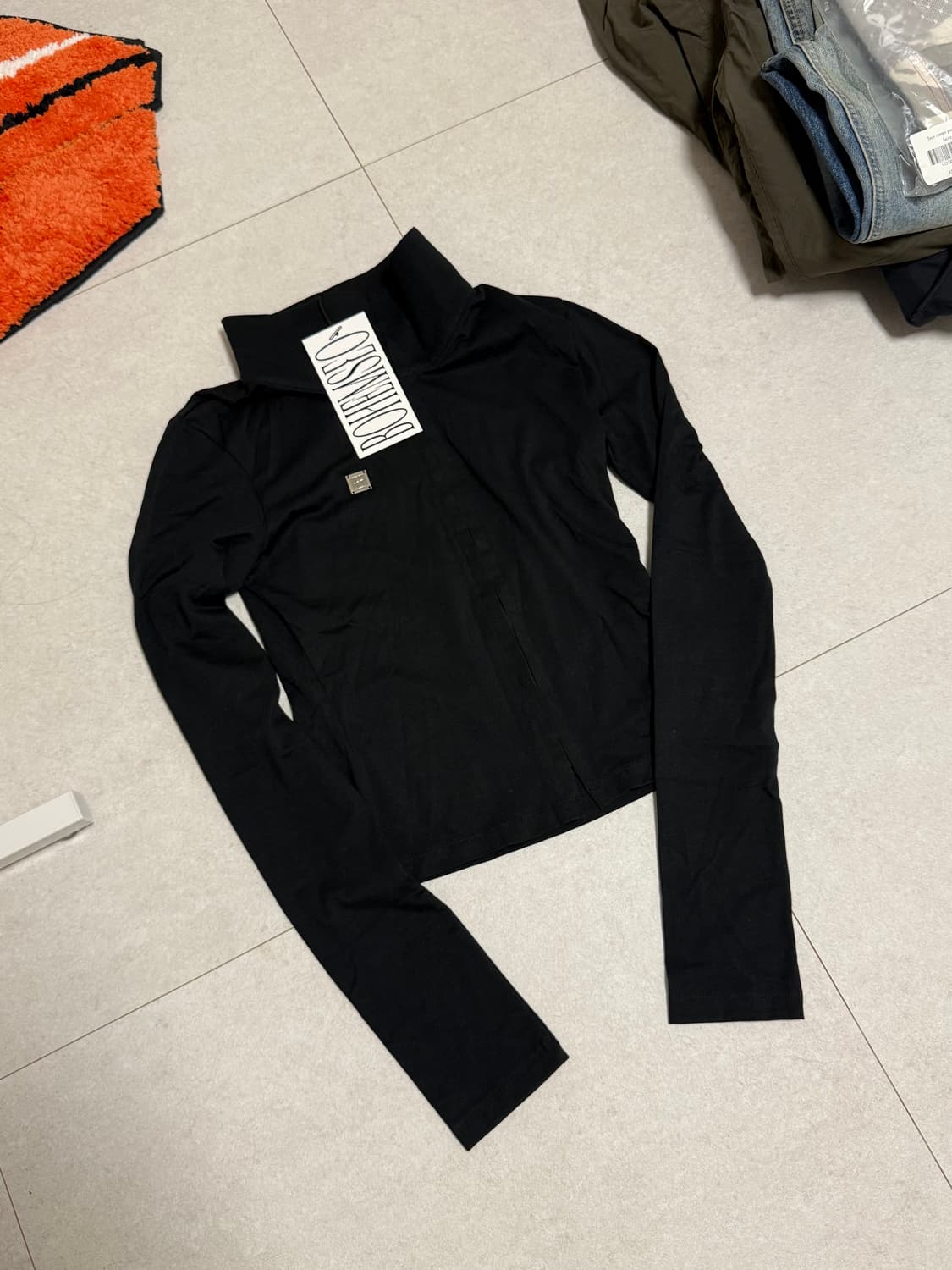 [ONE SIZE] 보헤미안 서울 하이넥 슬리브 가디건 블랙 상품이미지2