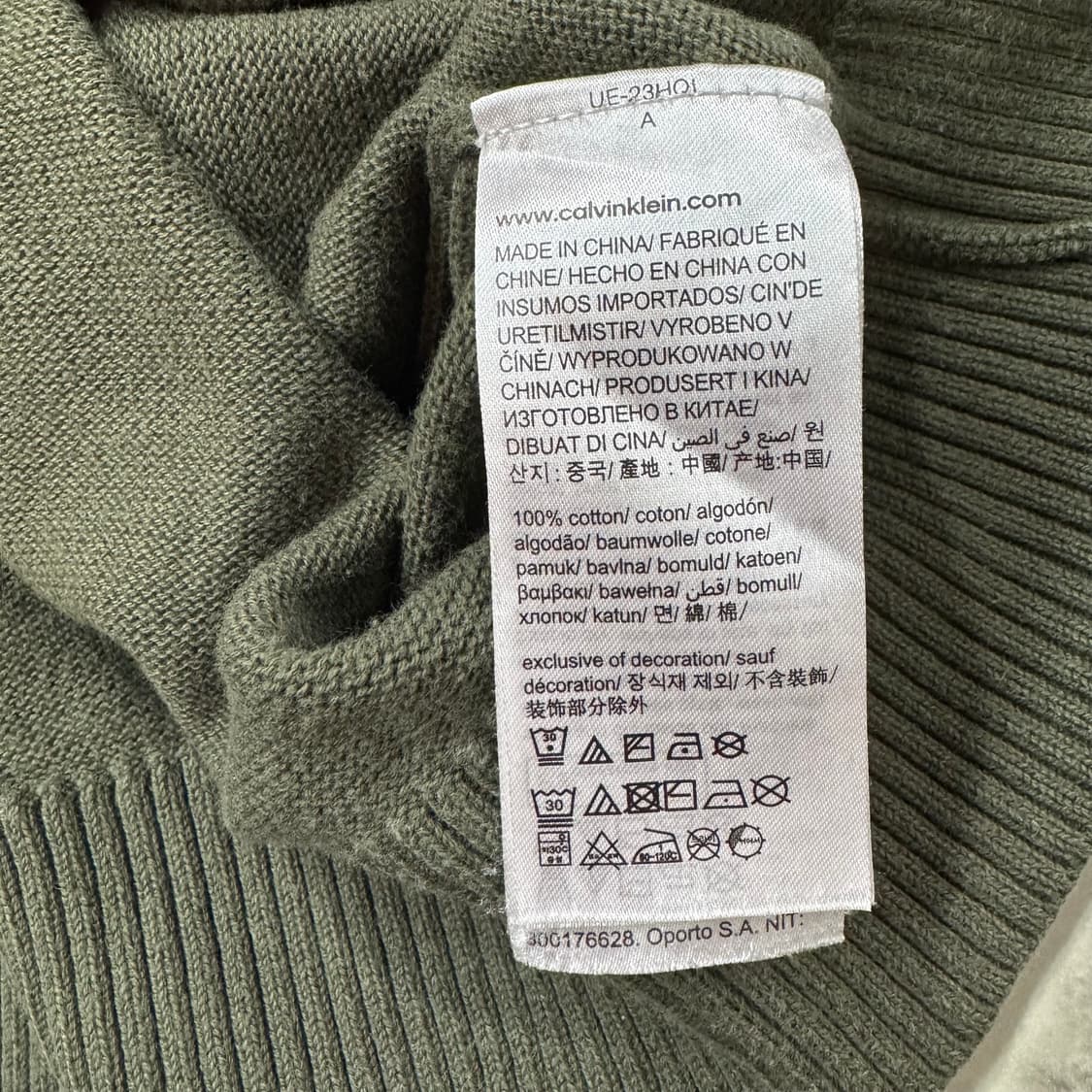 캘빈클라인 CK 로고 올리브 그린 니트 (M)    상품이미지7