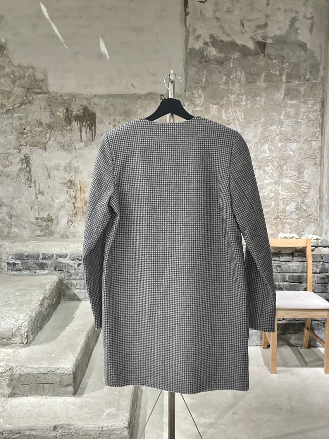 알렉산더 왕 그레이 멀티 포켓 깅엄 체크 V넥 울 미디 원피스 상품이미지6