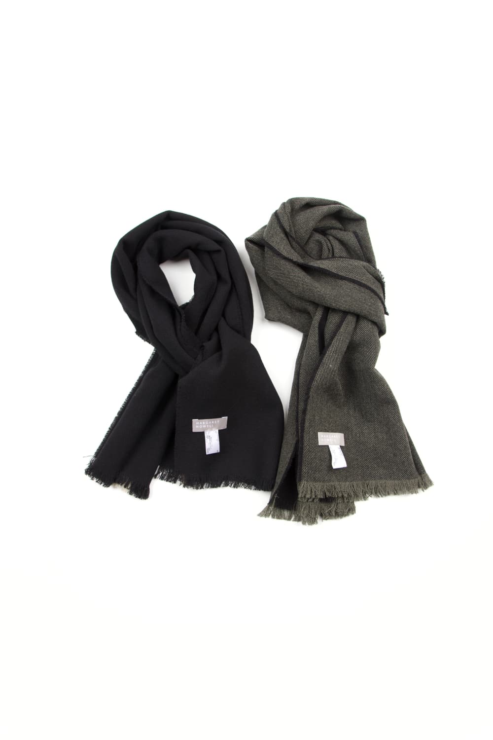 (새상품)Magaret howell 울 머플러 블랙/올리브 상품이미지1